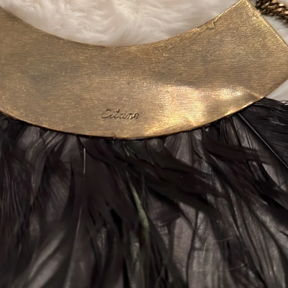 Vintage Citrine by the Stones Raven Feather Collar Necklace - Picture 3 of 3